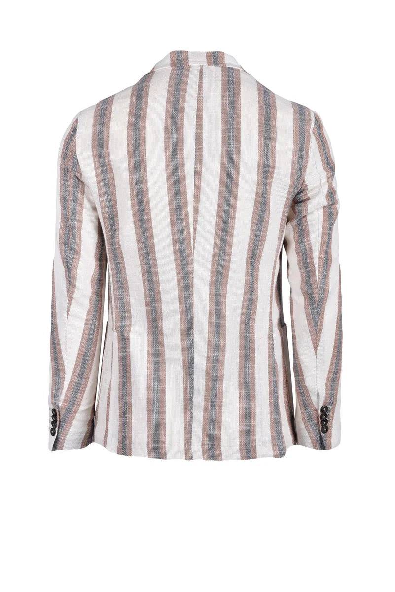 White and Blue Vertical Striped Jacket