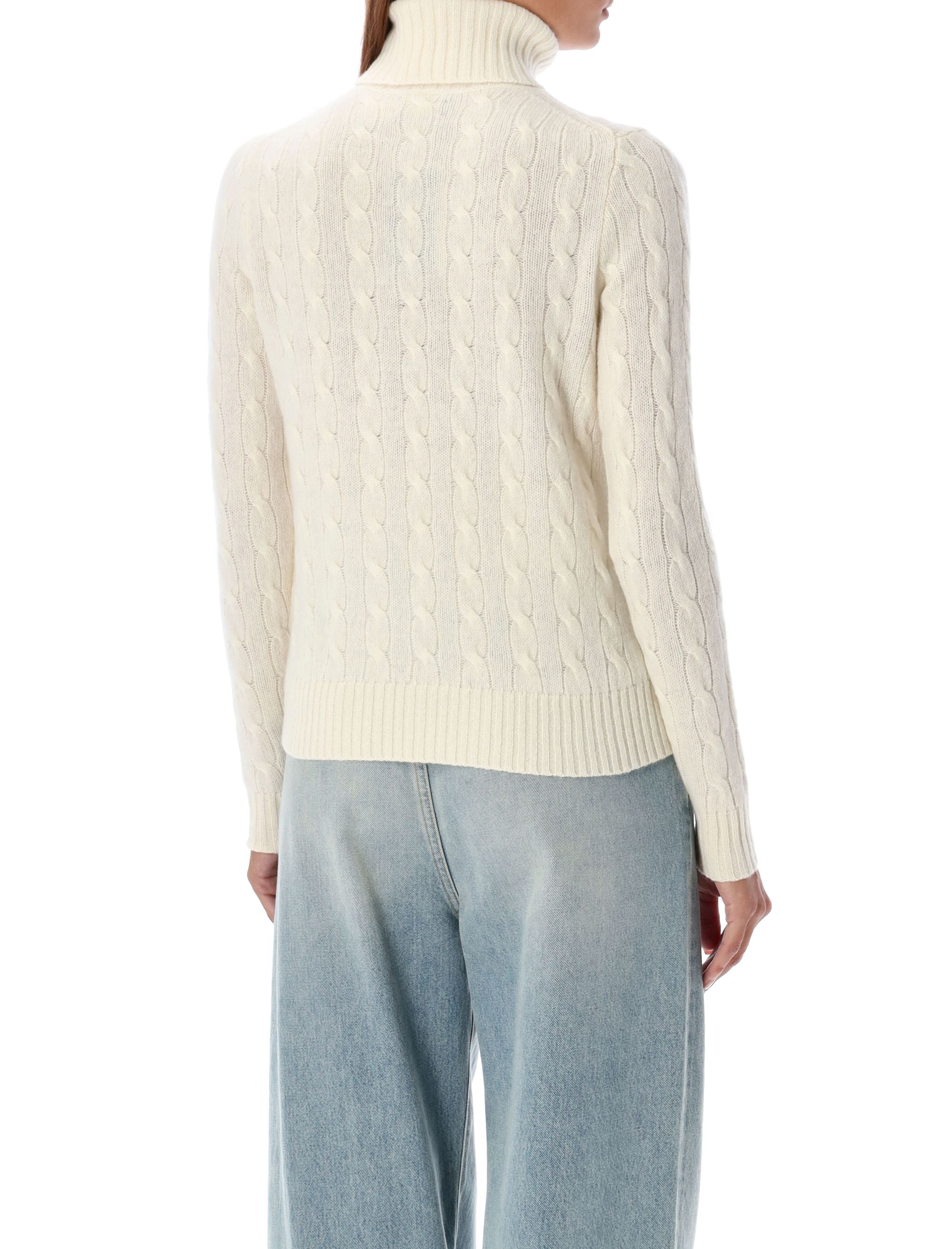 Cable-Knit Turtleneck Sweater In Soft Wool-Cashmere Blend