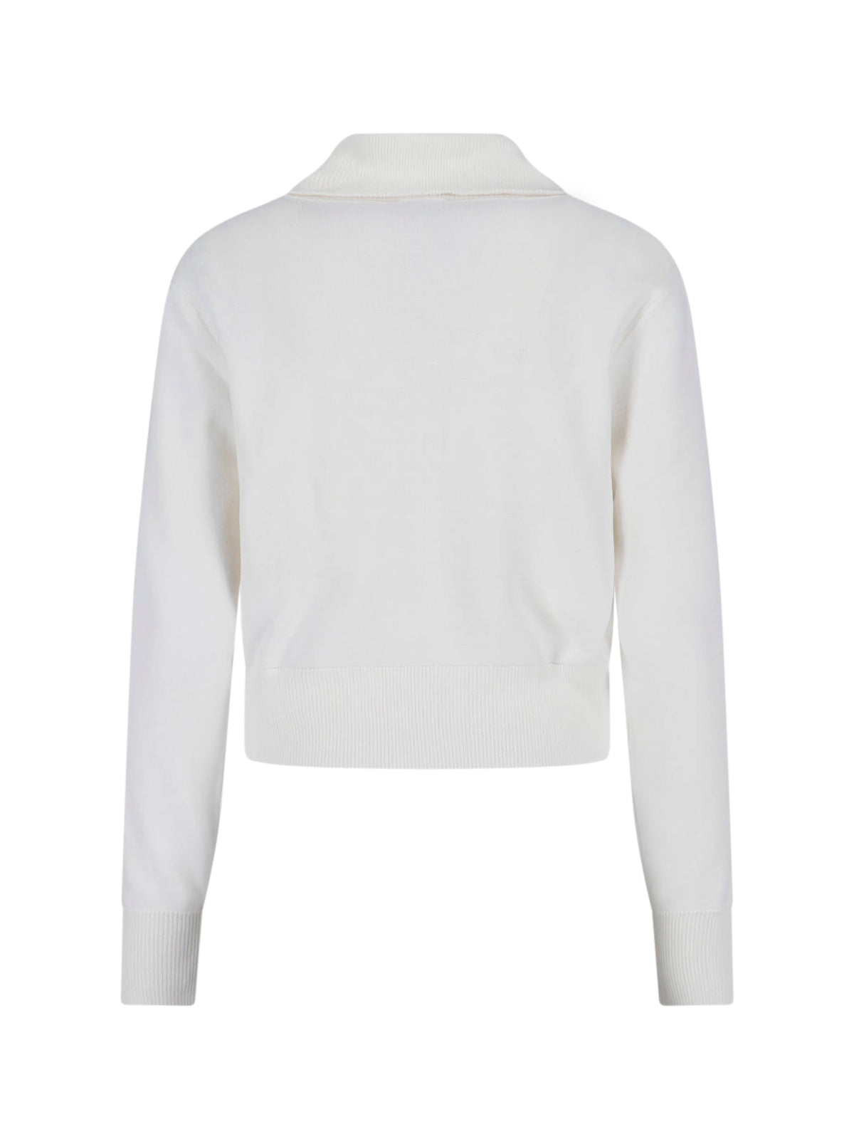 White Viscose Blend Zip Sweatshirt