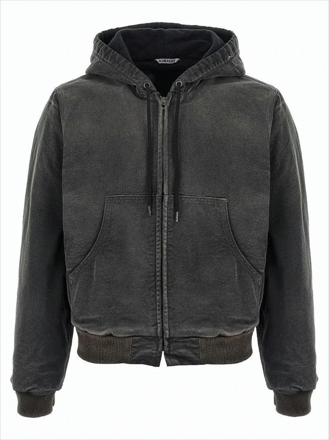 Zip-Up Cropped Hoodie with Drawstring