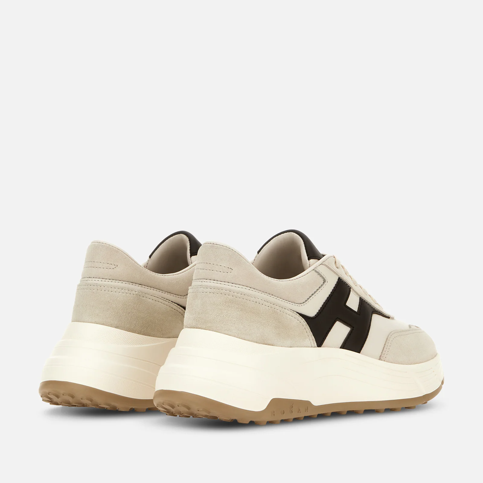 Beige And Brown Lace-Up Shoes With Sole