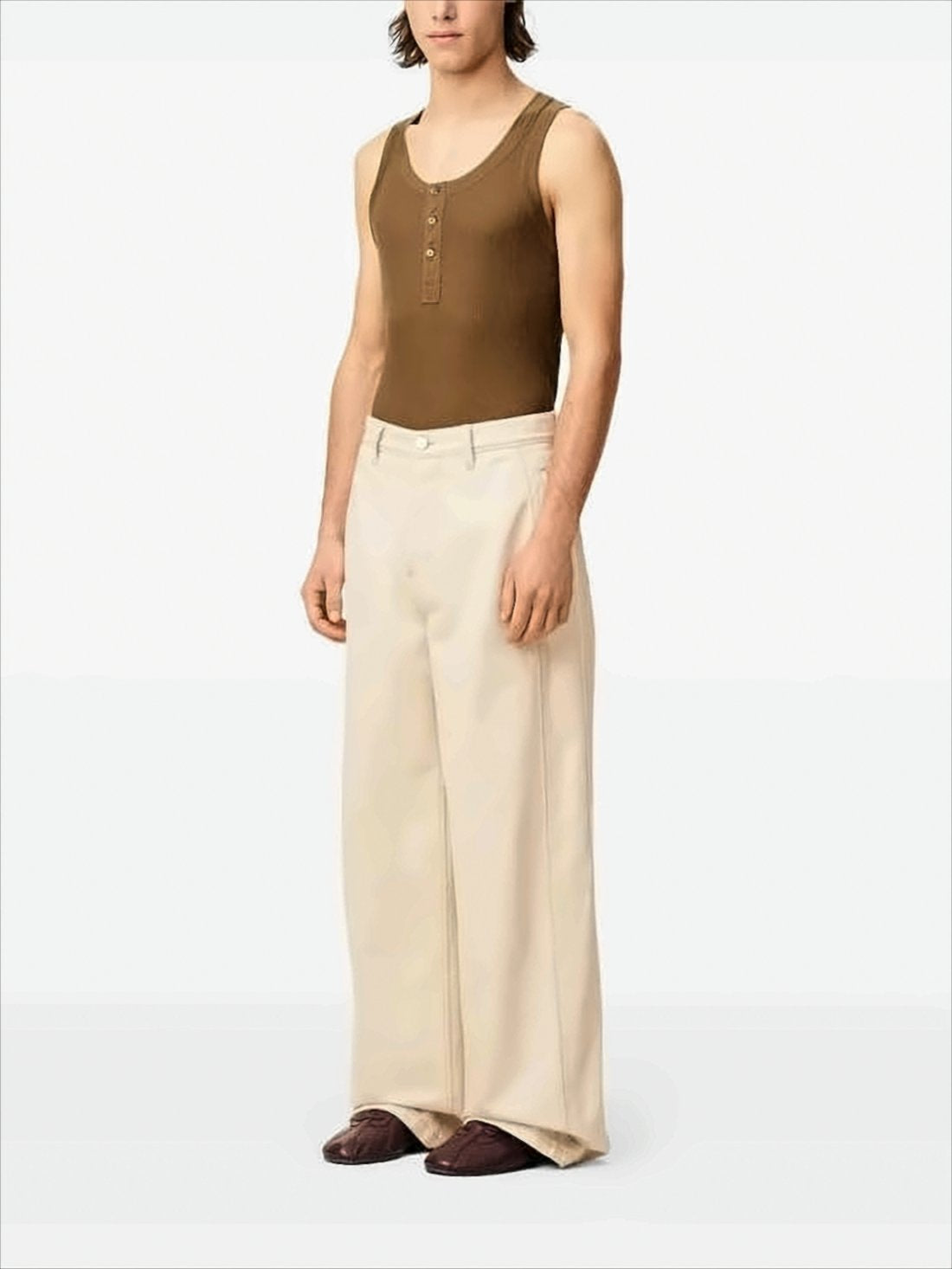 High-Waisted Wide-Leg Denim Pants