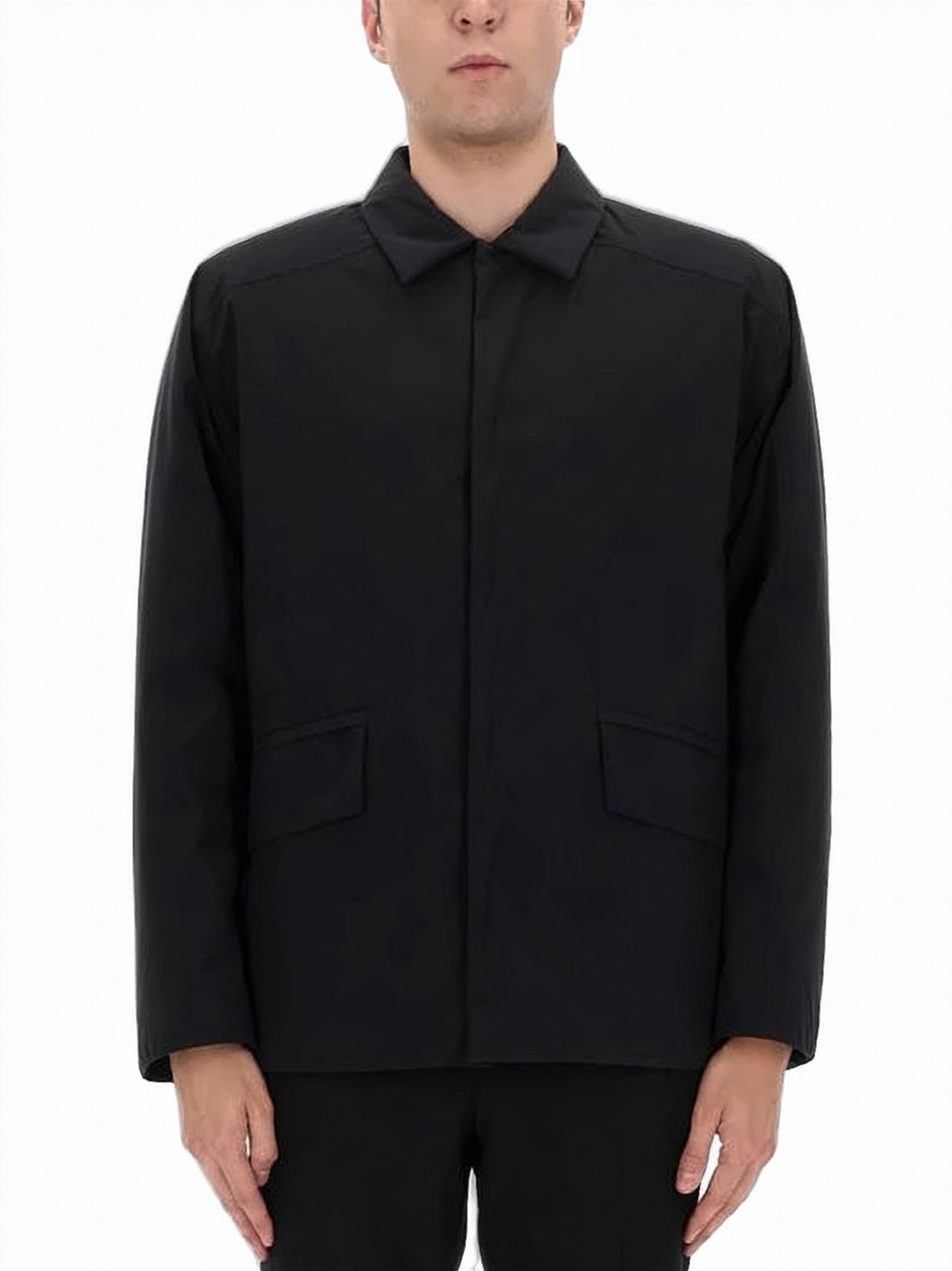 Black Polyamide Jacket and Concealed Closure