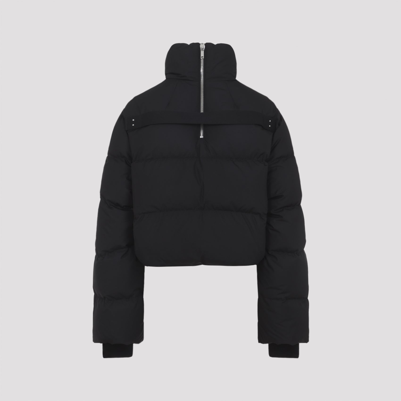 Oversized Cropped Down-Filled Jacket With High Turtle-Neck And Rib Knit Cuffs