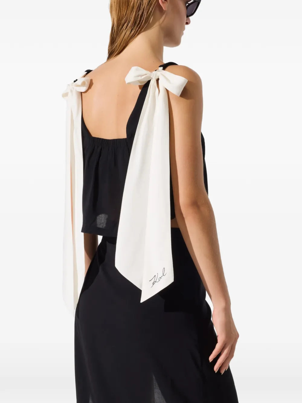 Cropped Black Top with Square Neckline