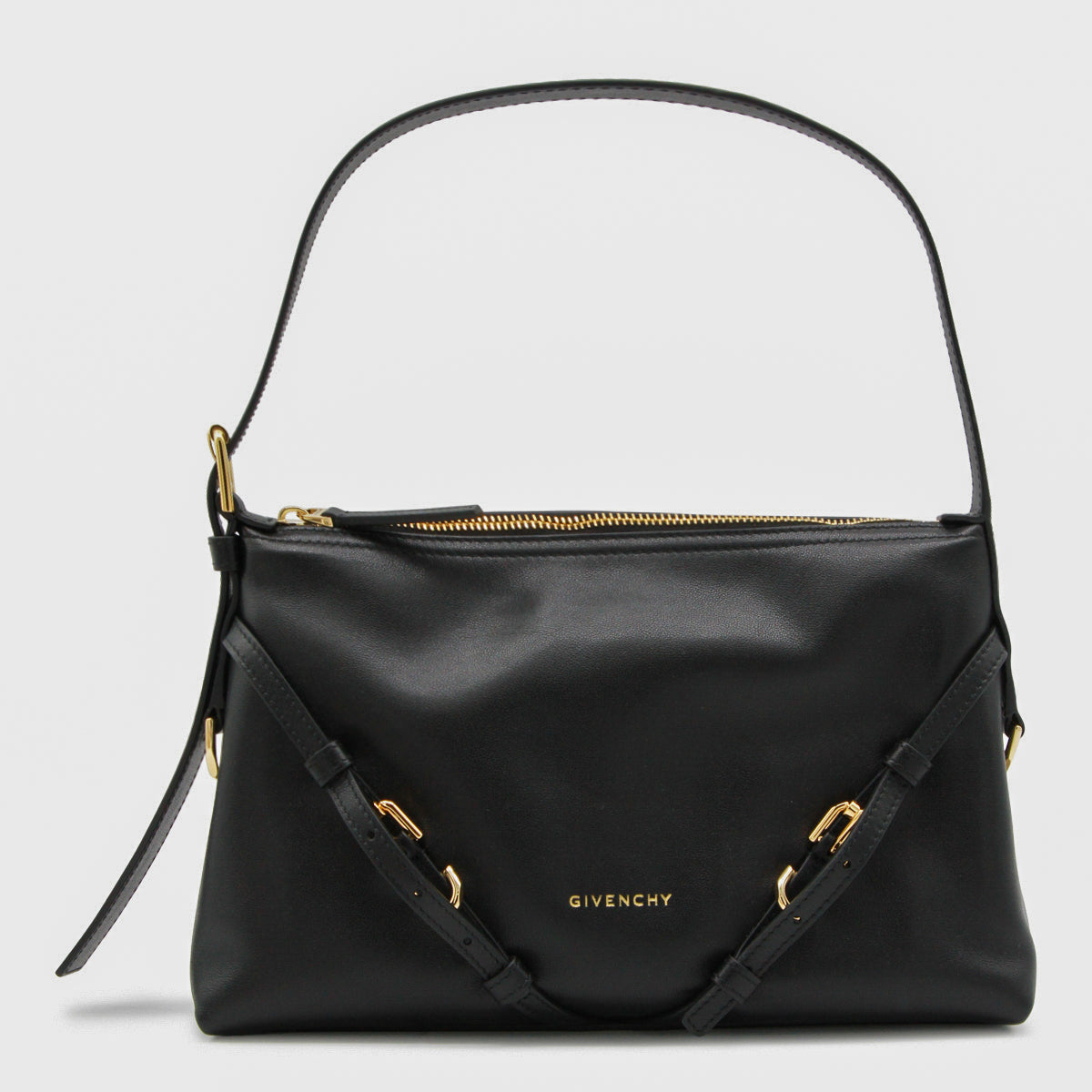 Black Leather Voyou Shoulder Bag
