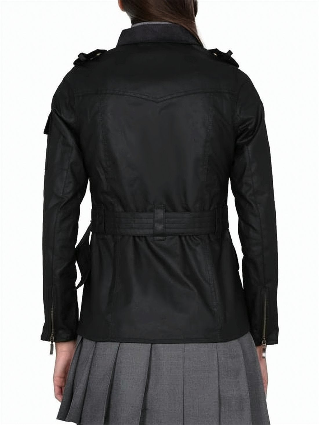 Belted Black Cotton Barbour Jacket
