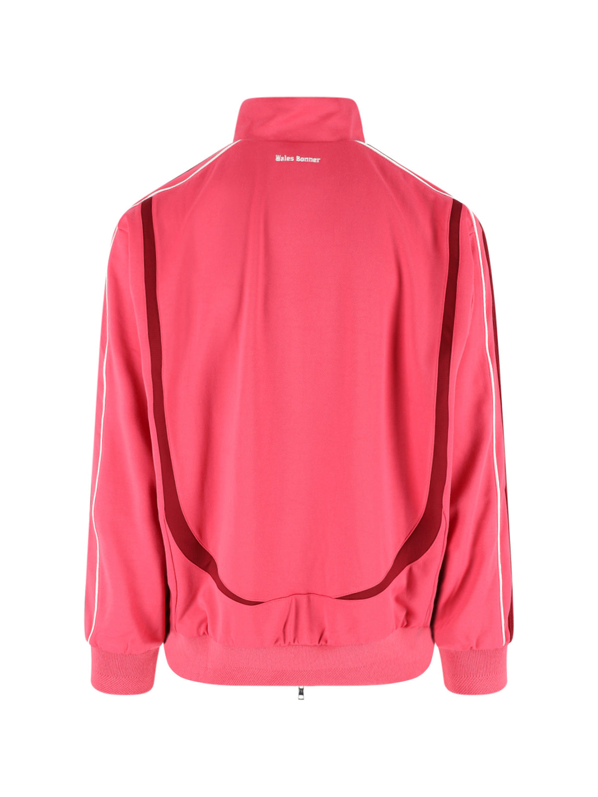 Pink Knit Stand-Up Collar Sporty Sweater