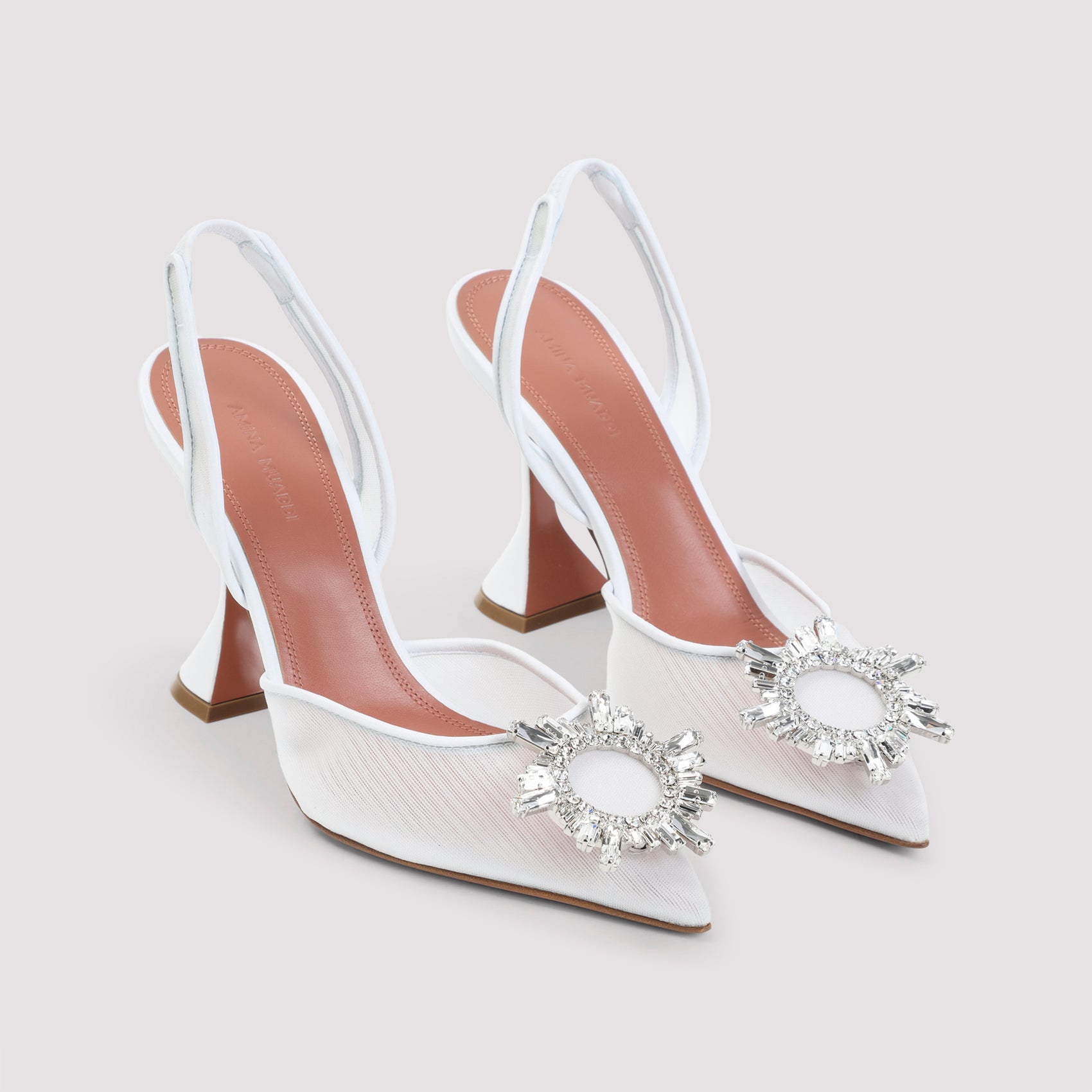 9.5cm Heel Leather and Mesh Slippers