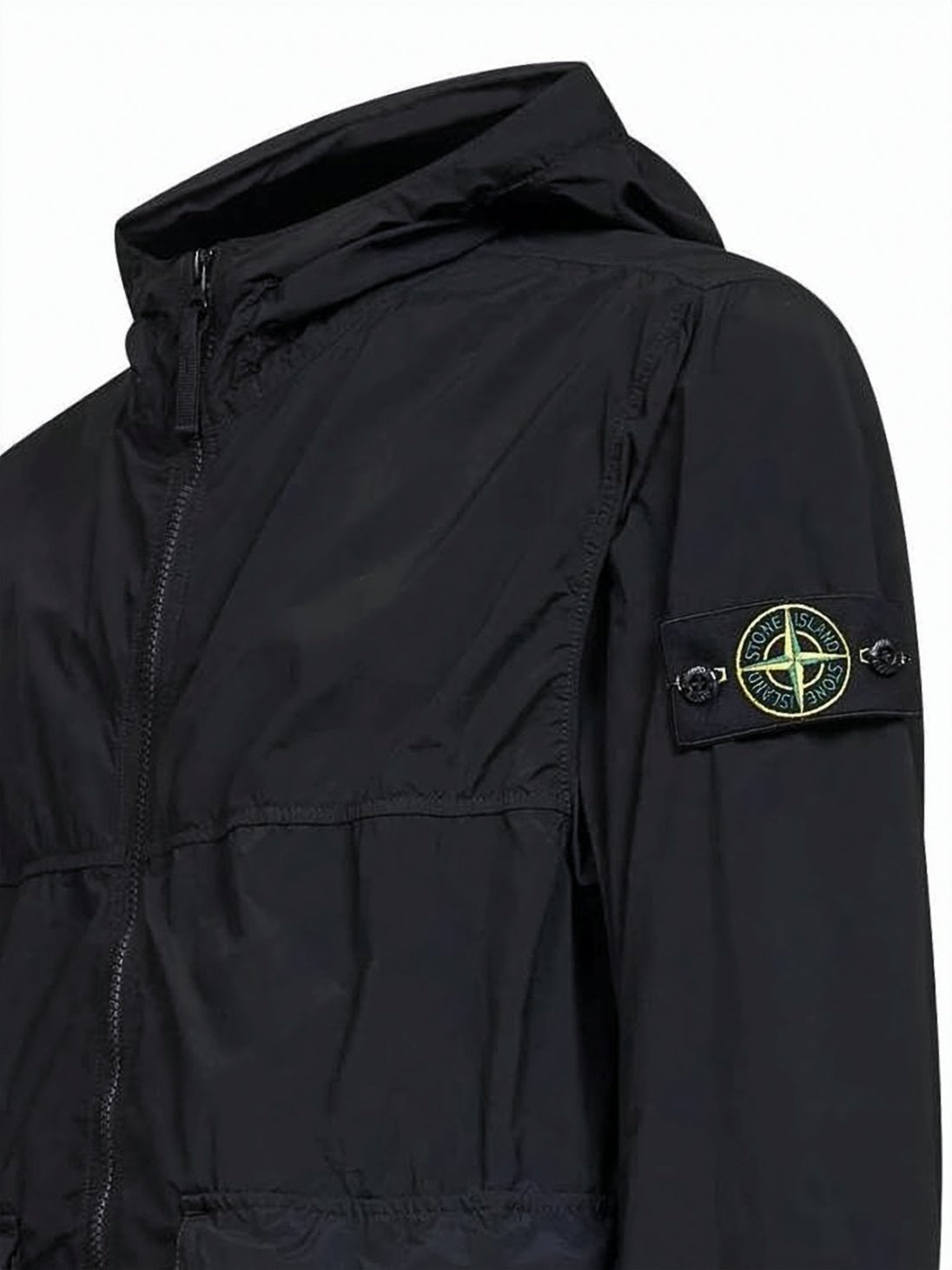 Minimalist Black Hooded Jacket with Zipper Closure