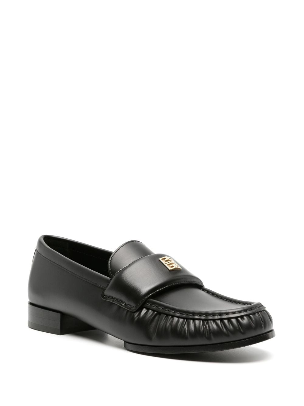 Ruched Matte Finish Black Lambskin Flat Shoes