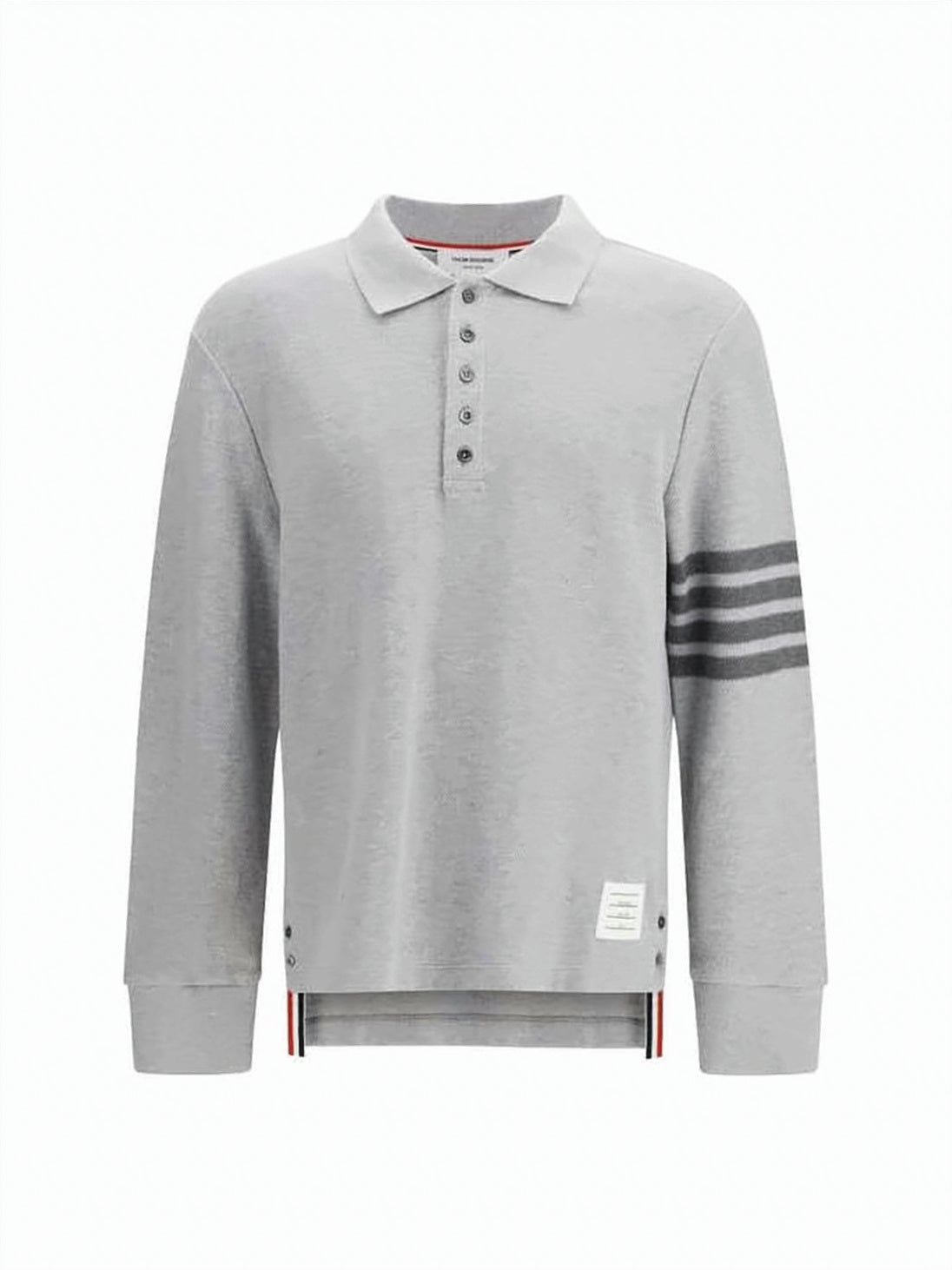 Textured Piqué Long Sleeve Polo Shirt