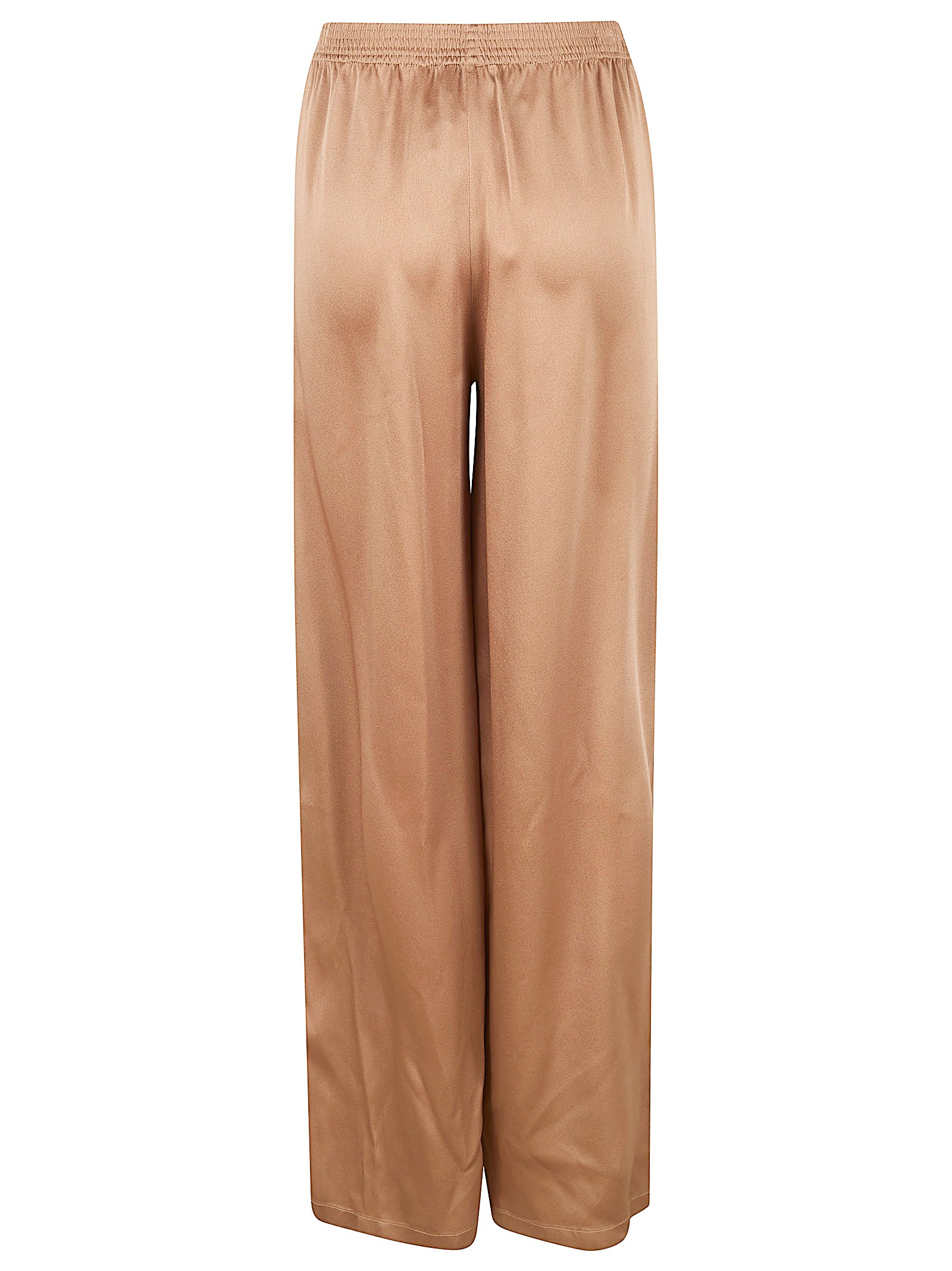 Wide-Leg Satin Trousers with Elastic Waist