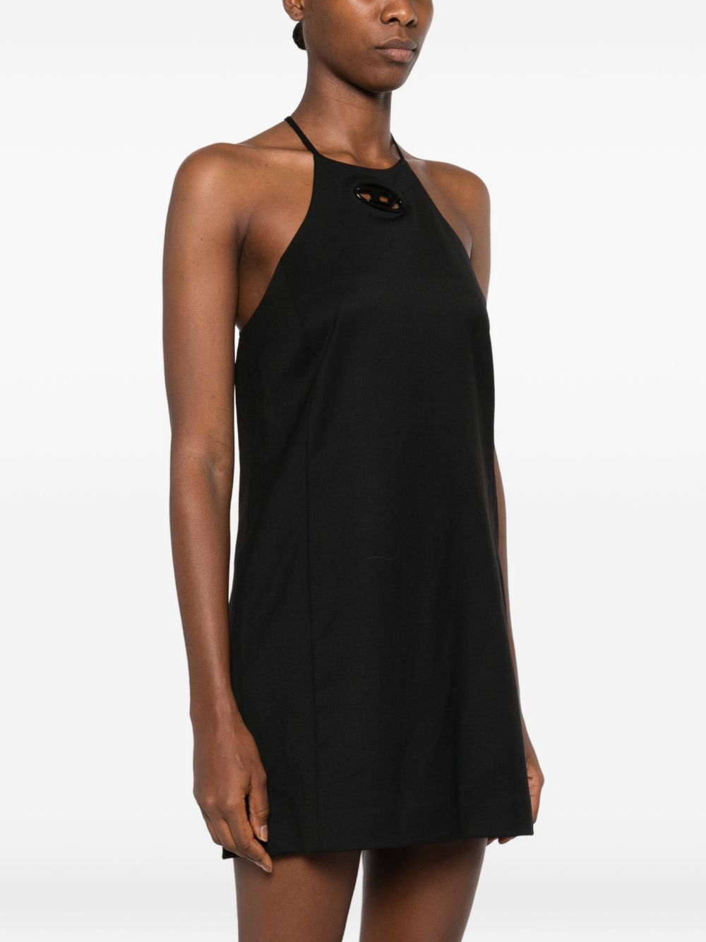 Czarna sukienka mini z dekoltem halter