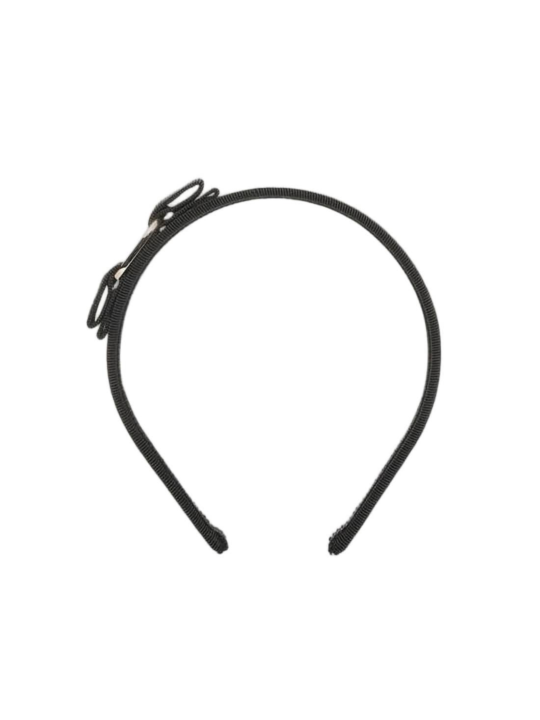 Thin Black Headband with Subtle Bow Detail