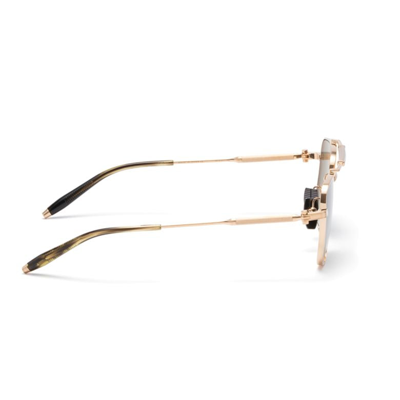 Square-Shaped Gold Frame Sunglasses with Double Bridge Design