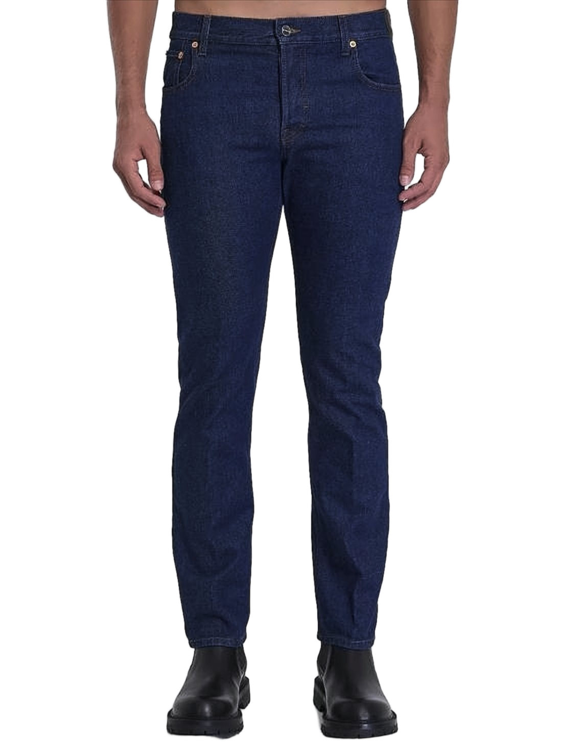 Indigo Wash Straight-Leg Denim Pants