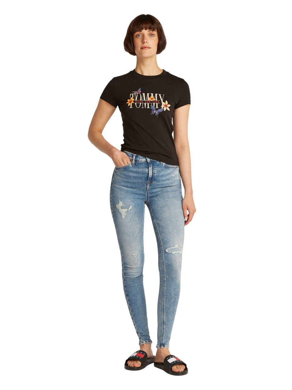 Mid-Rise Skinny Jeans With Distressed Details