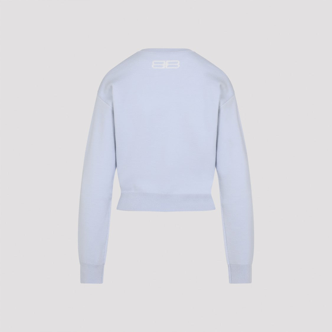 Light Blue Cropped Sweater with Minimalist Logo Design