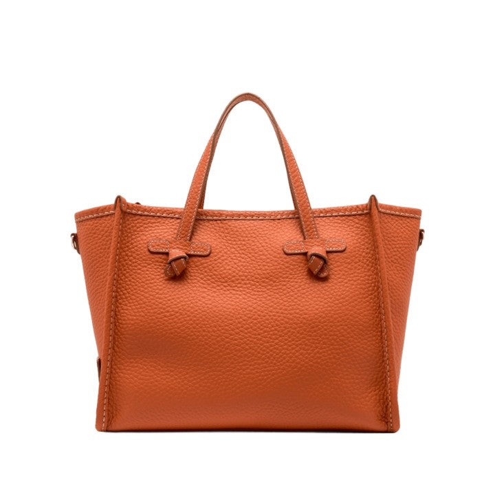 Coral Leather Handbag With Magnetic Closure
