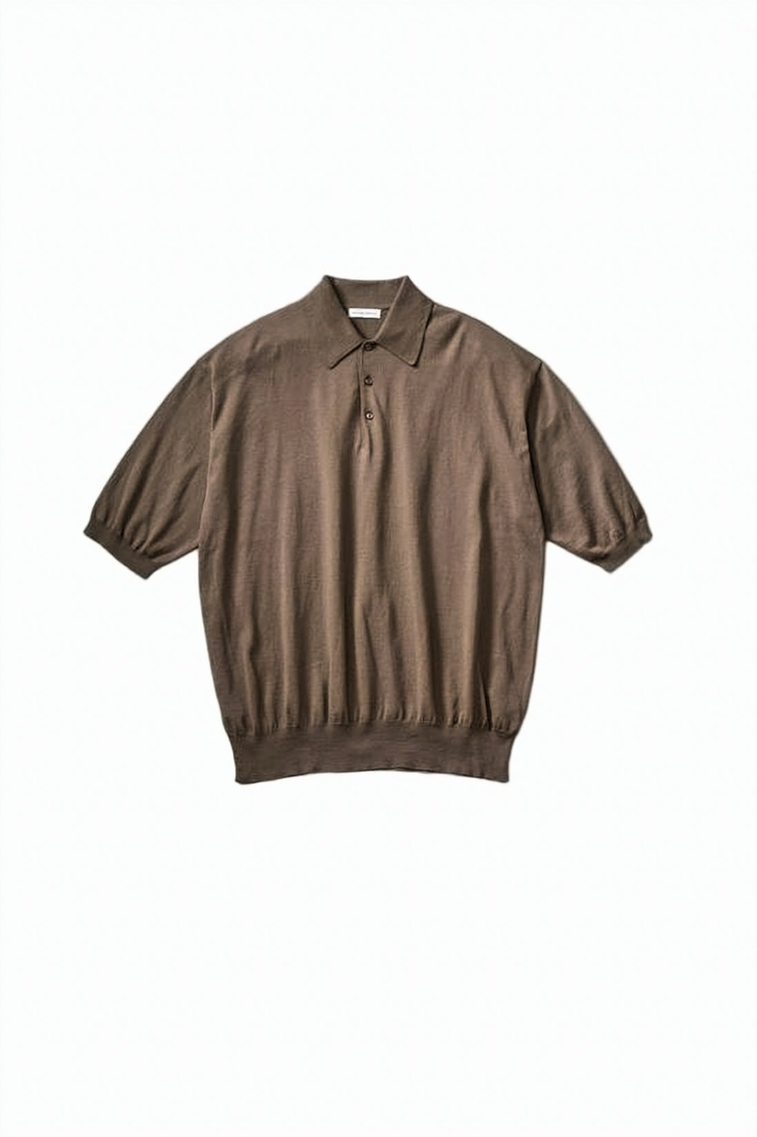 Short-Sleeved Polo Collar Sweater in Smooth Cotton