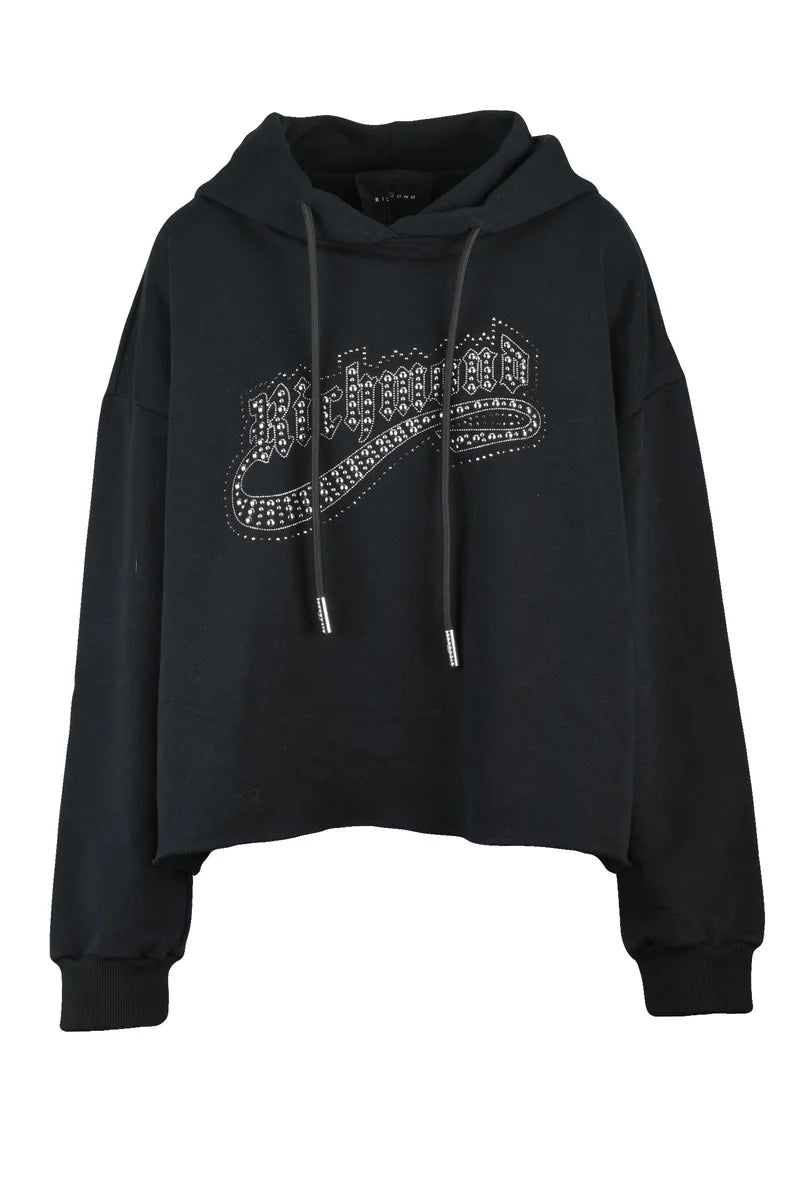 Cropped Hoodie Sweatshirt - Black