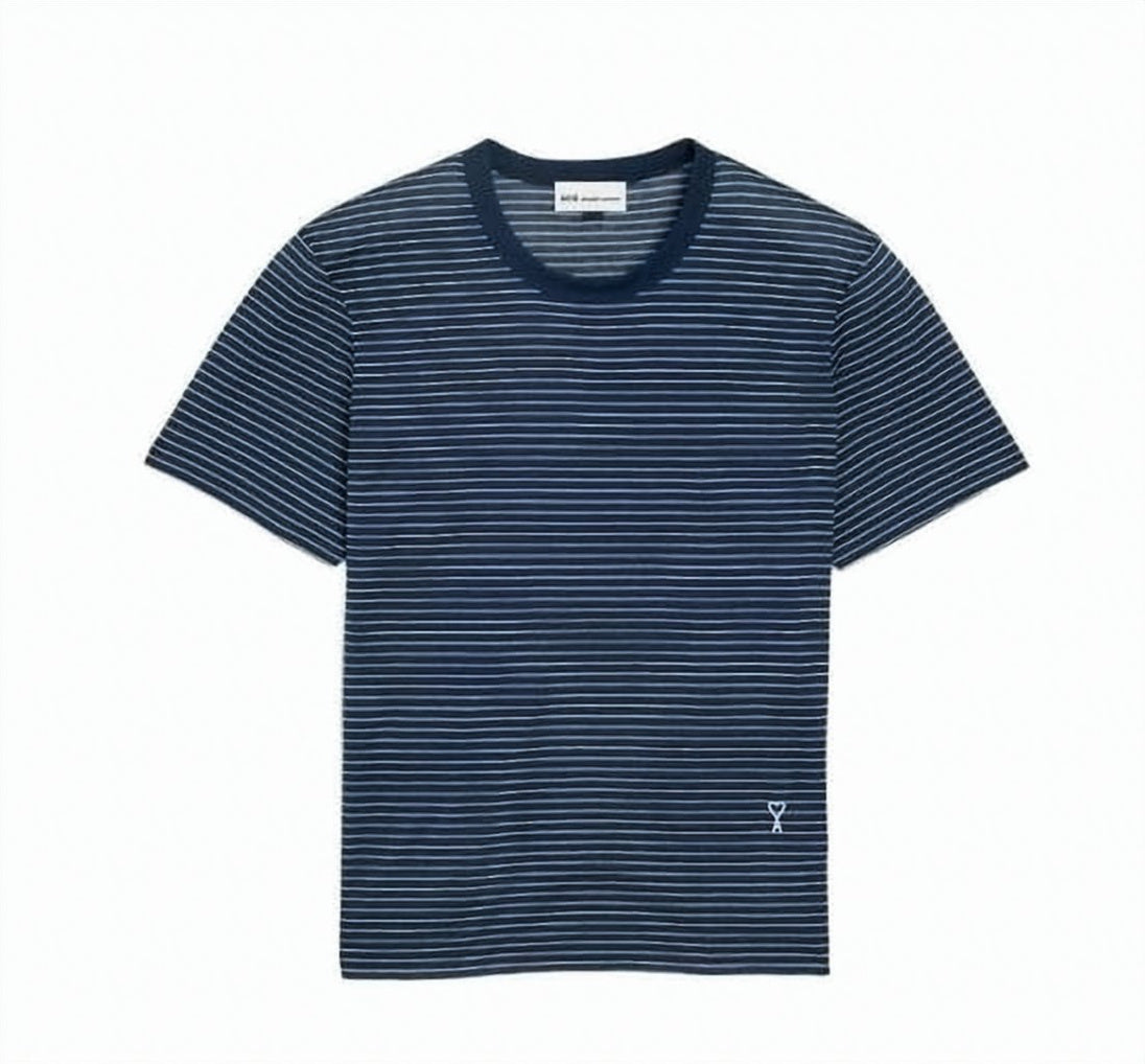 Navy Blue Relaxed Striped Heart T-Shirt