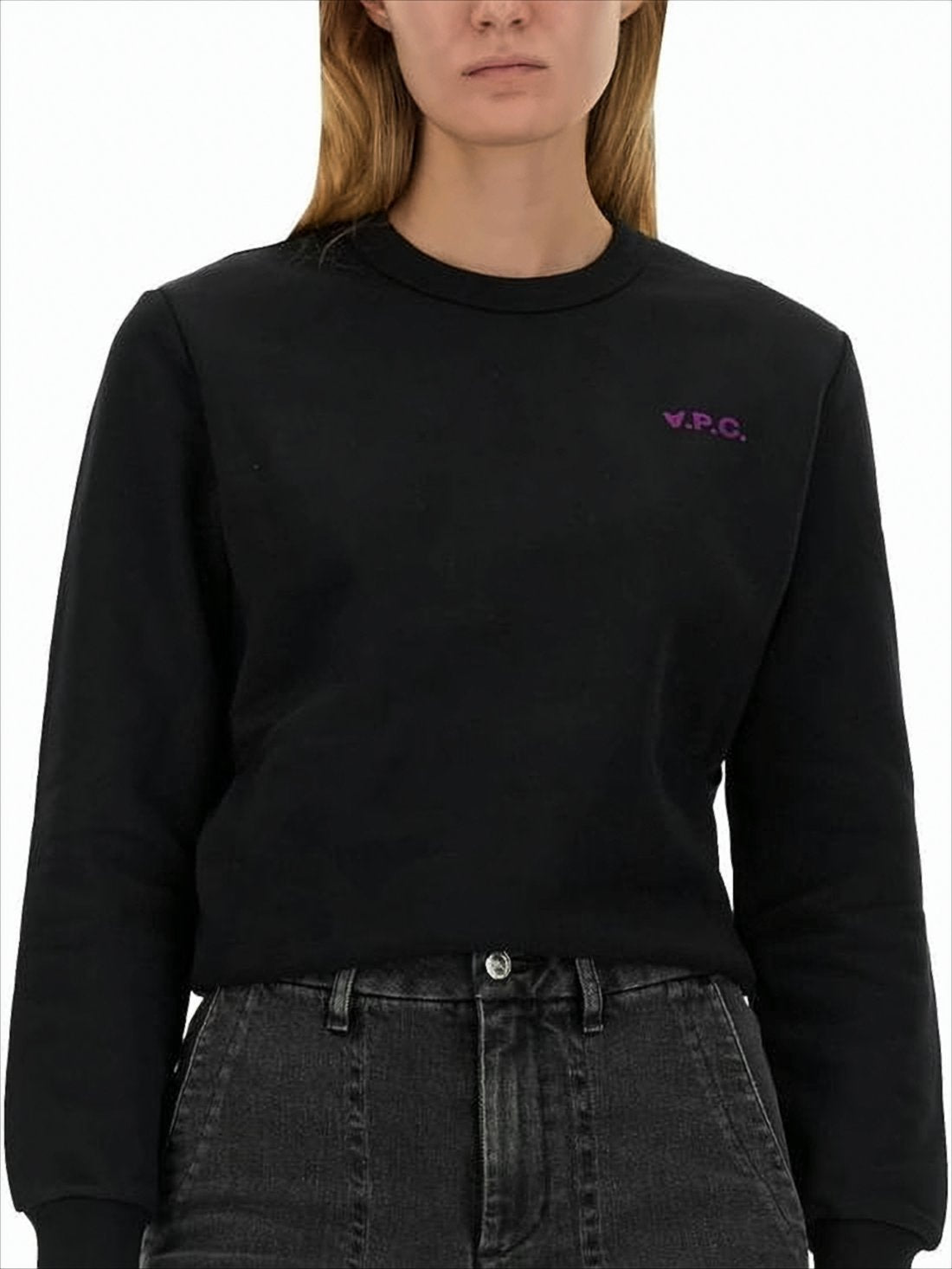 Long-Sleeve Black Top with Ribbed Cuffs