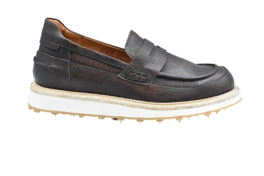 Beige Moccasin Shoes With Penny Strap Design