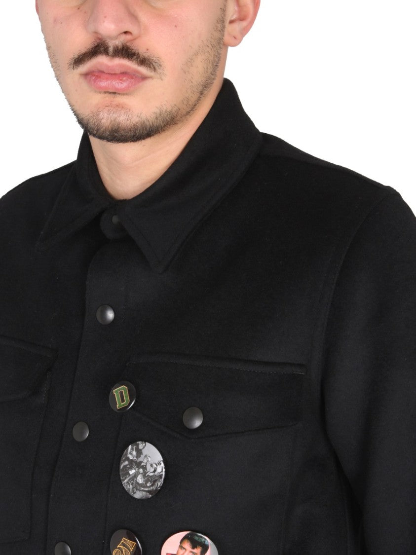 Structured Black Jacket With Decorative Pins