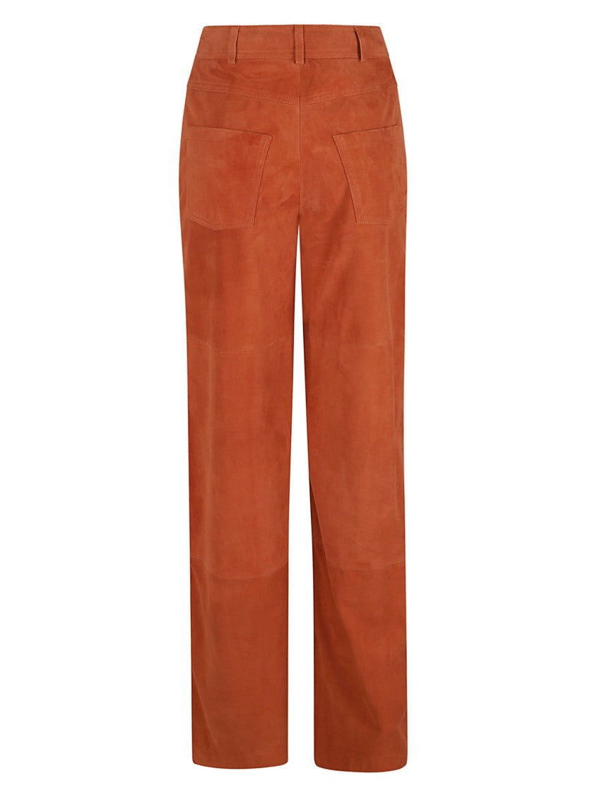Wide-Leg Brown Trousers With Button Closure
