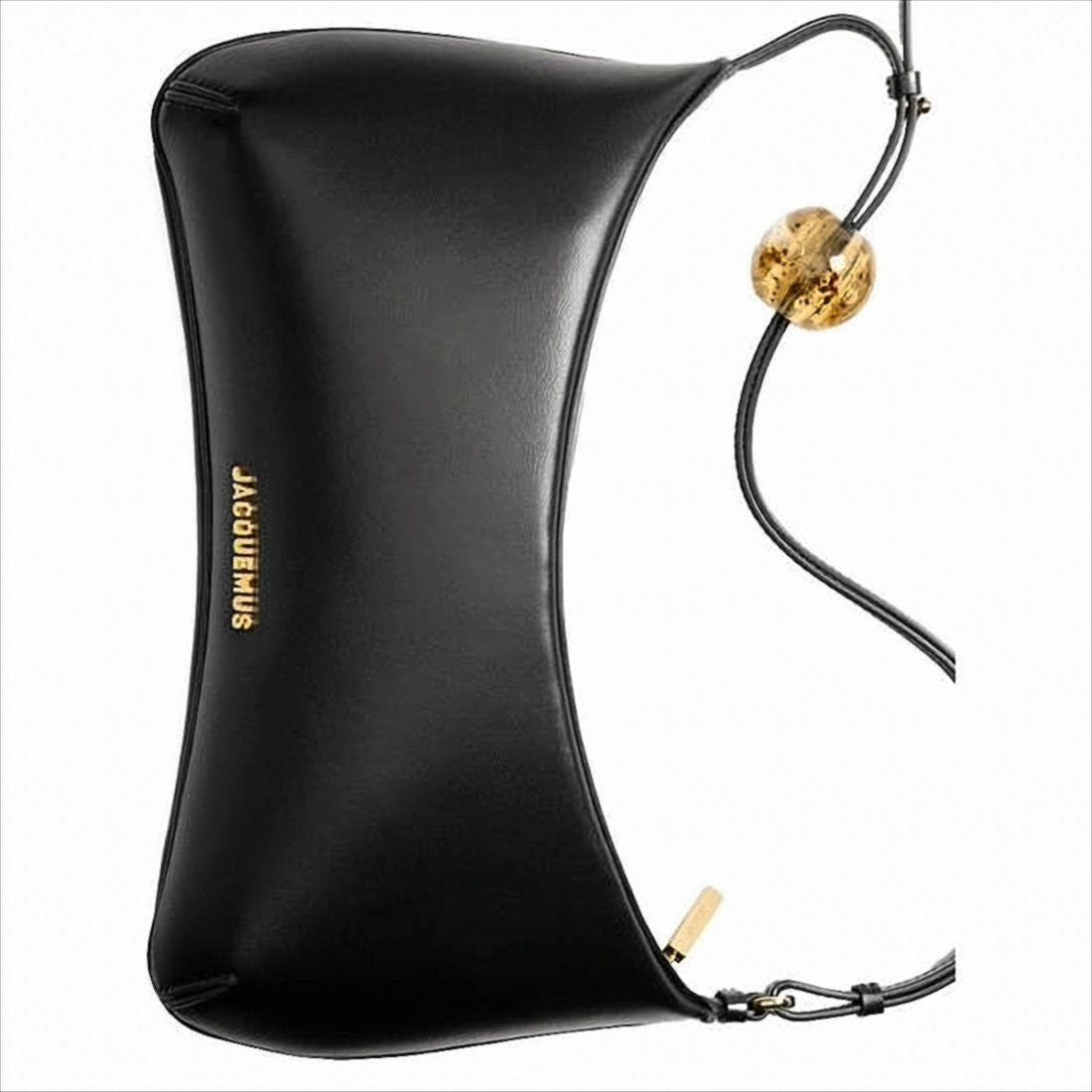 Curved Silhouette Shoulder Bag With Amber Beads