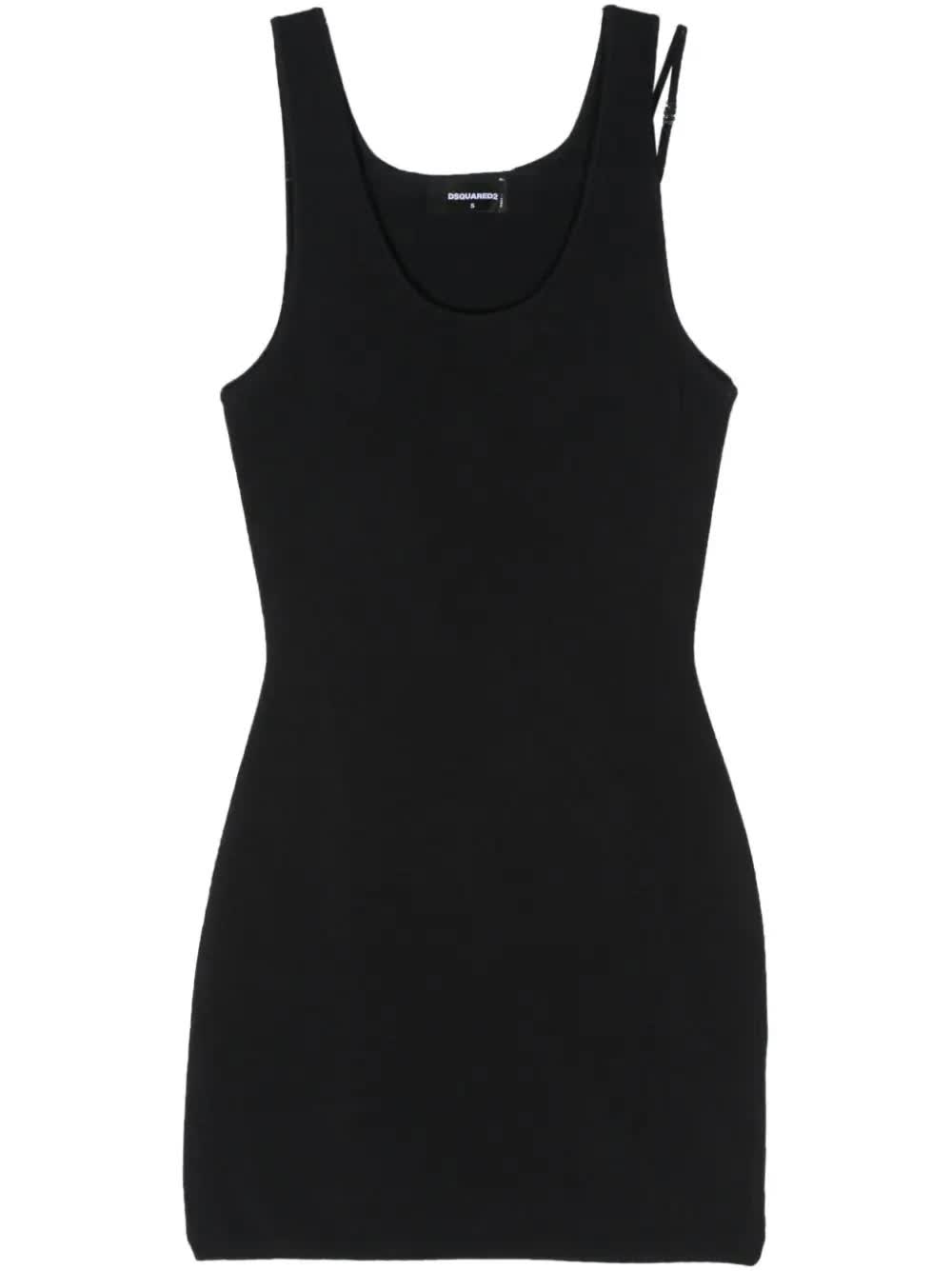 Pixeled Icon Black Viscose Double-Strap Top