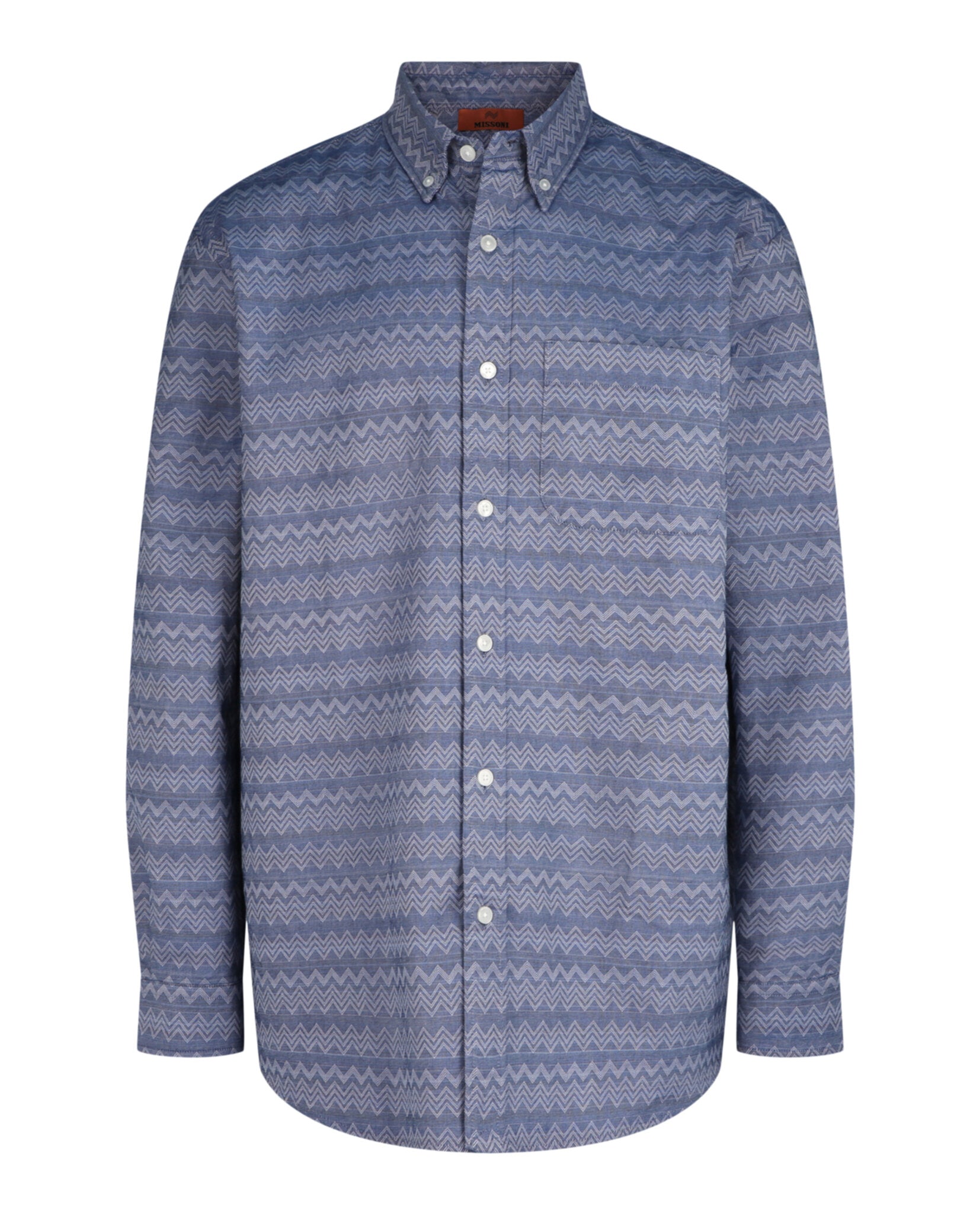 Chevron-Pattern Long-Sleeve Button-Down Shirt