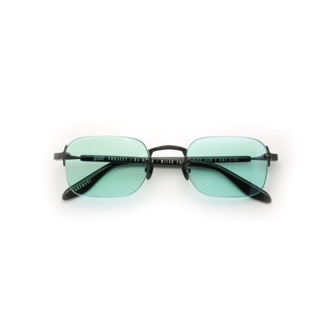 Domsa Minimalist Black Metal Sunglasses with Light Blue-Tinted Lenses