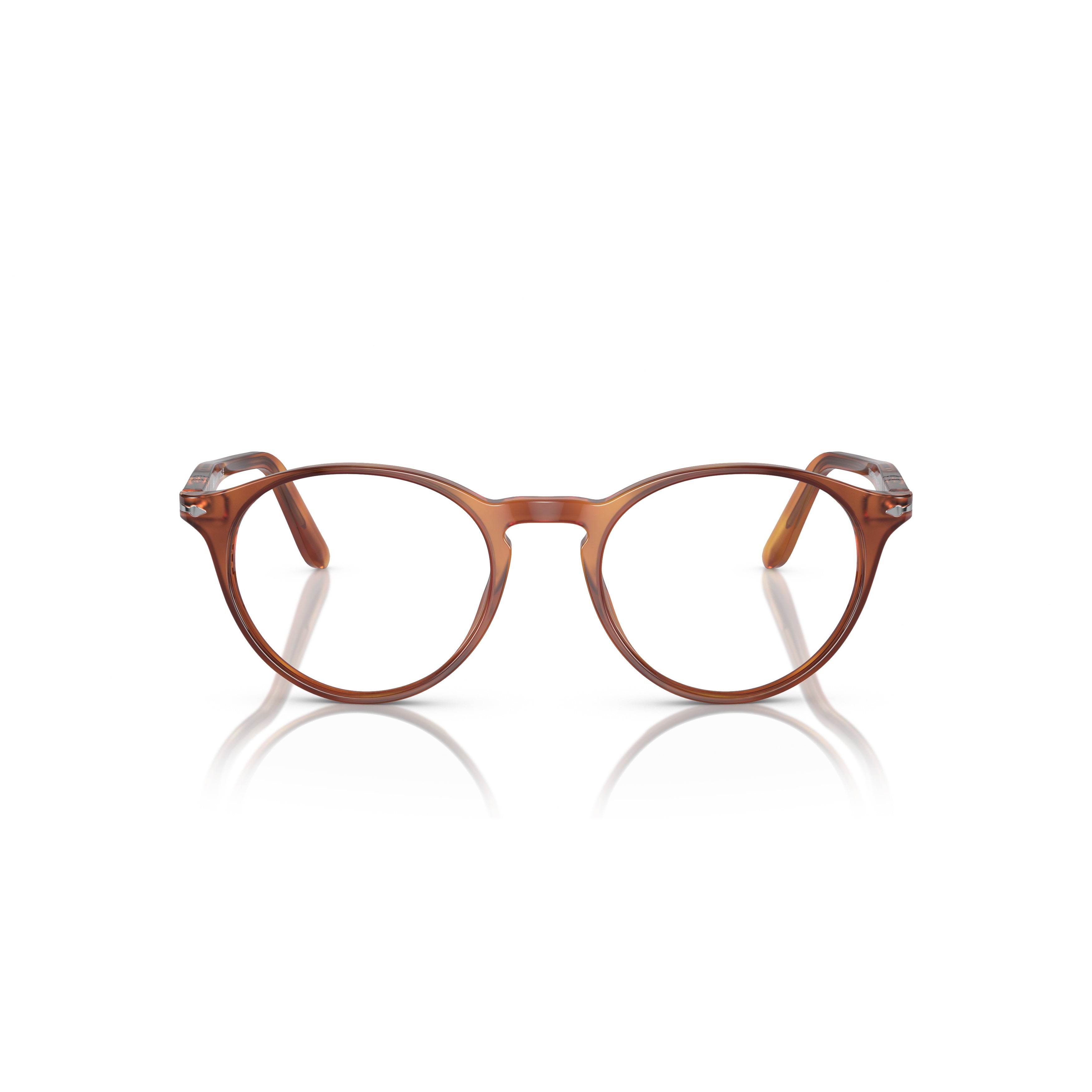 0po3092v Round Frame Eyeglasses in Amber-Brown Tortoiseshell