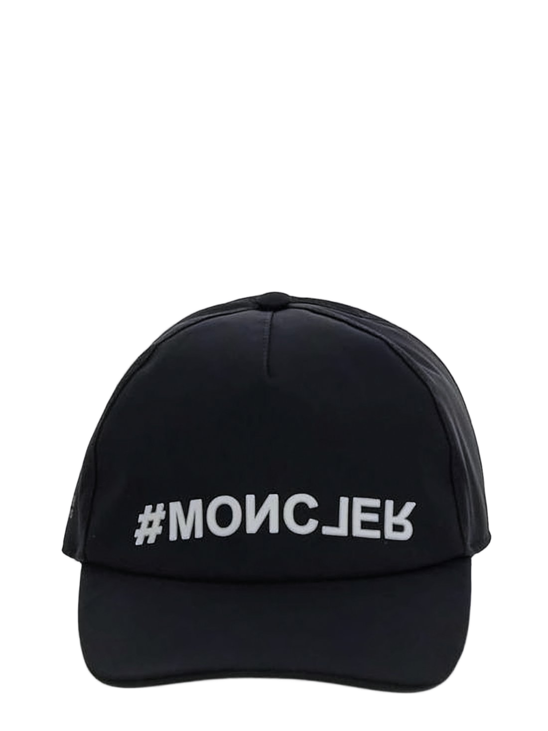 Structured Black Cap with Mirrored Text Detail