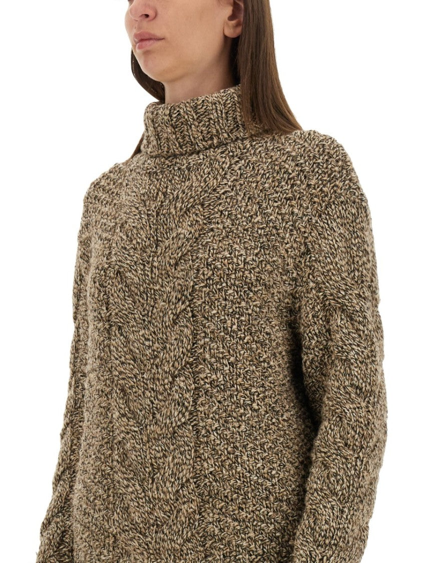 Knit Oversized Sweater With High Neck