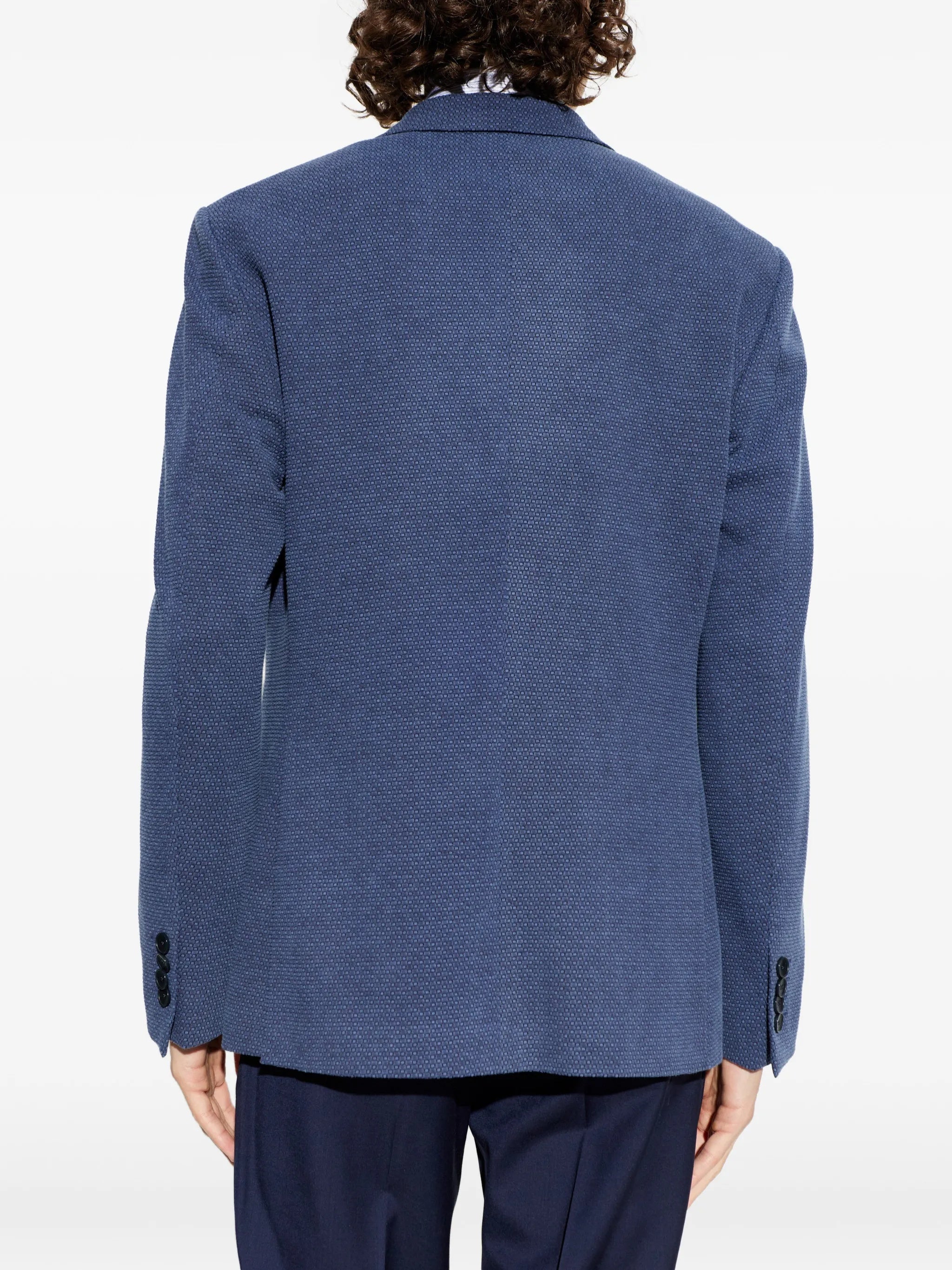 Roma Jersey Blue Textured Floral-Lined Jacket