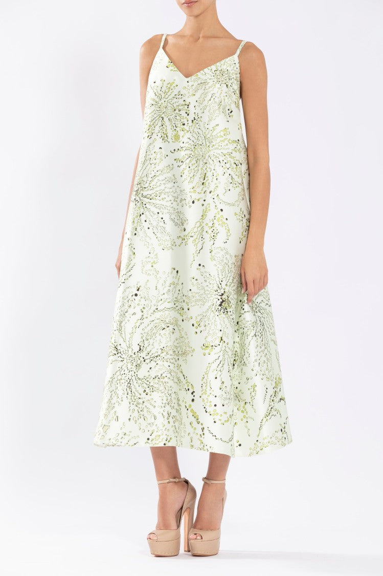 Mikado A-Line Dress With Dotted Floral Print