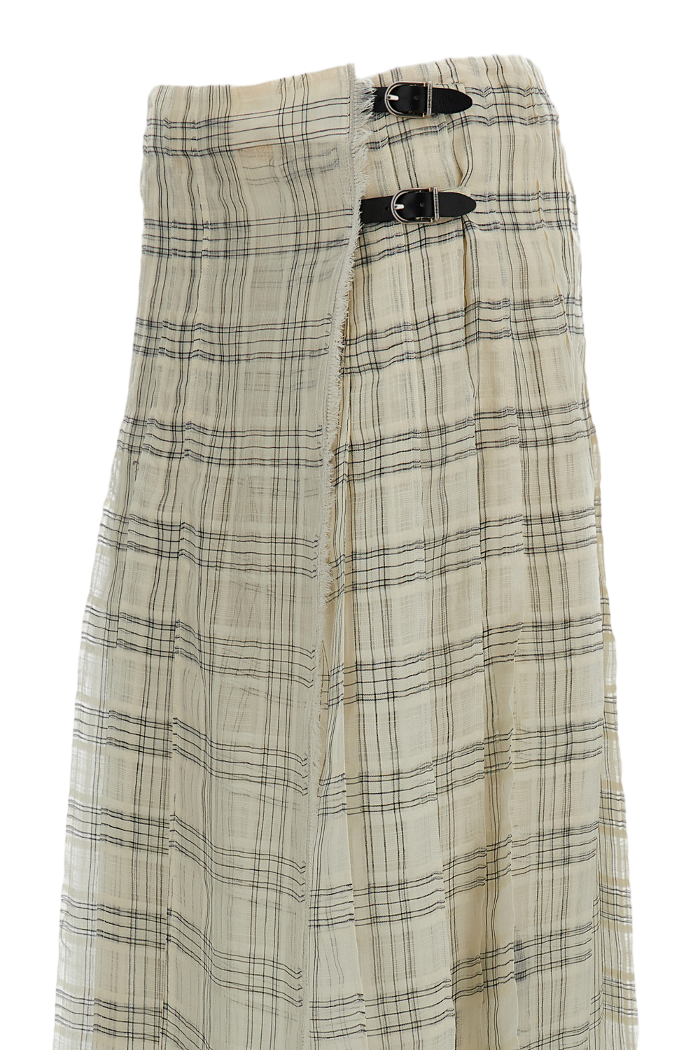 Multicolor Midi Checked Kilt Skirt