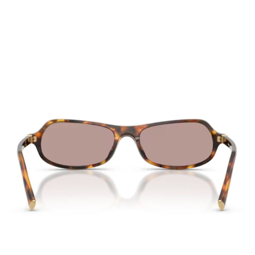Sculpted Honey Havana Frame Sunglasses with Geometric Lenses