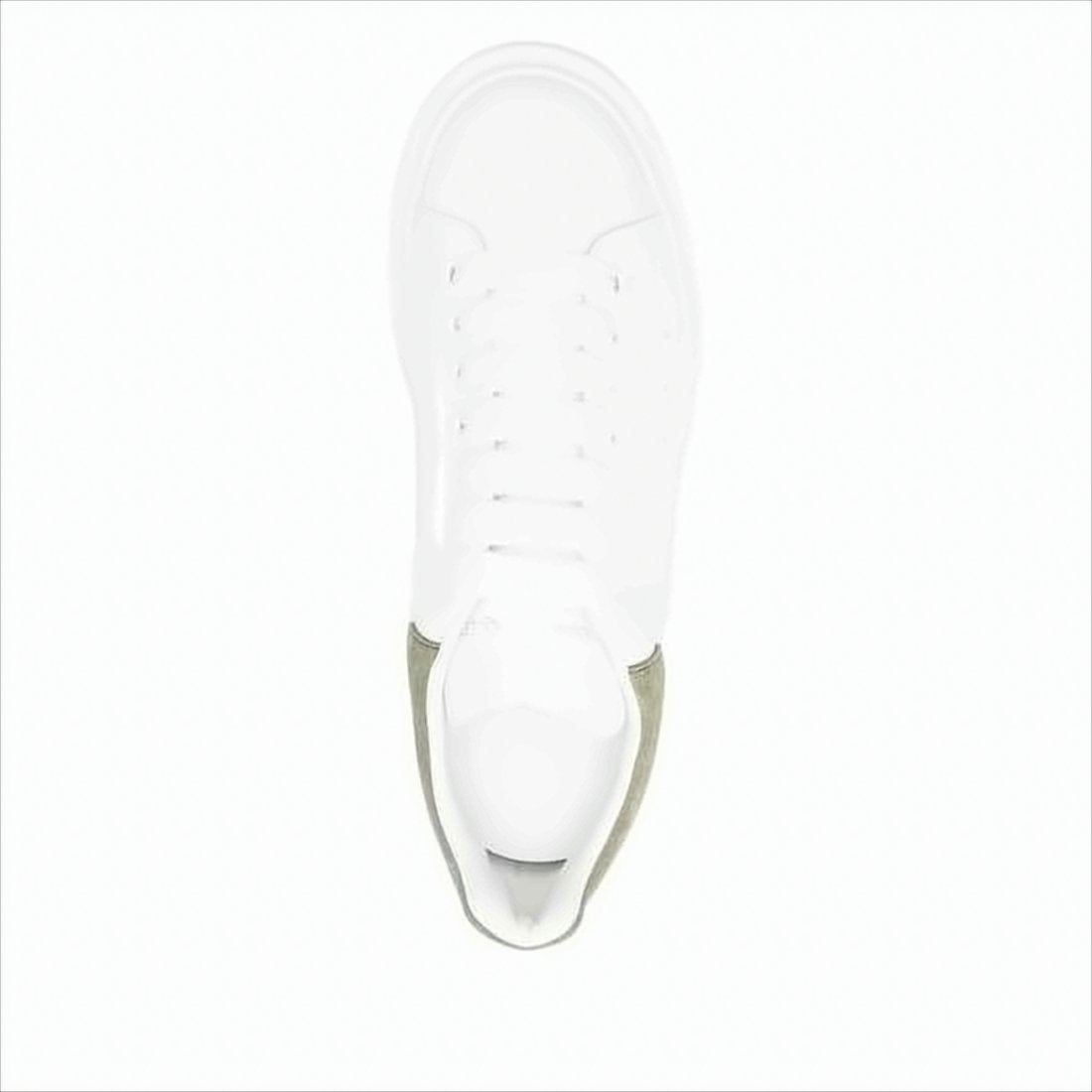 Oversized White Leather Sneakers with Suede Heel Tab
