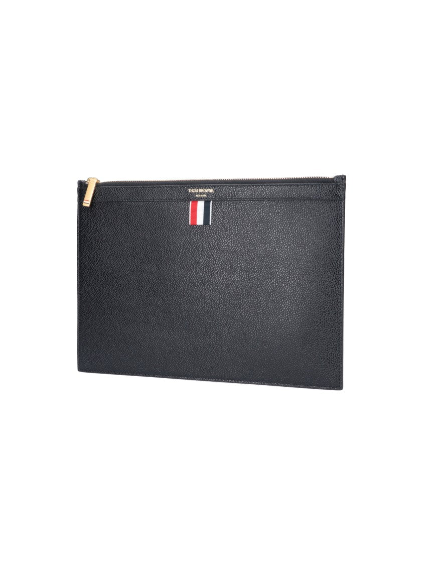 Rectangular Pouch In Hammered Black Leather