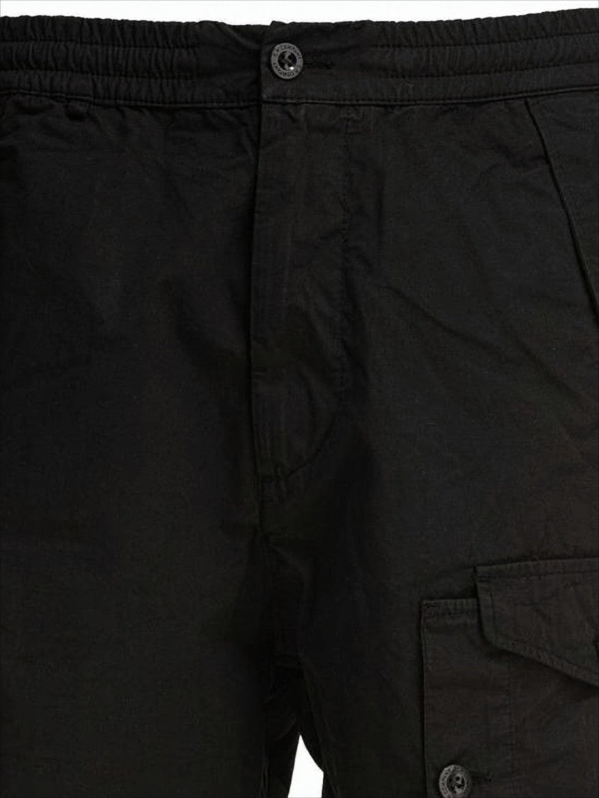 Relaxed Fit Black Shorts with Button Closure