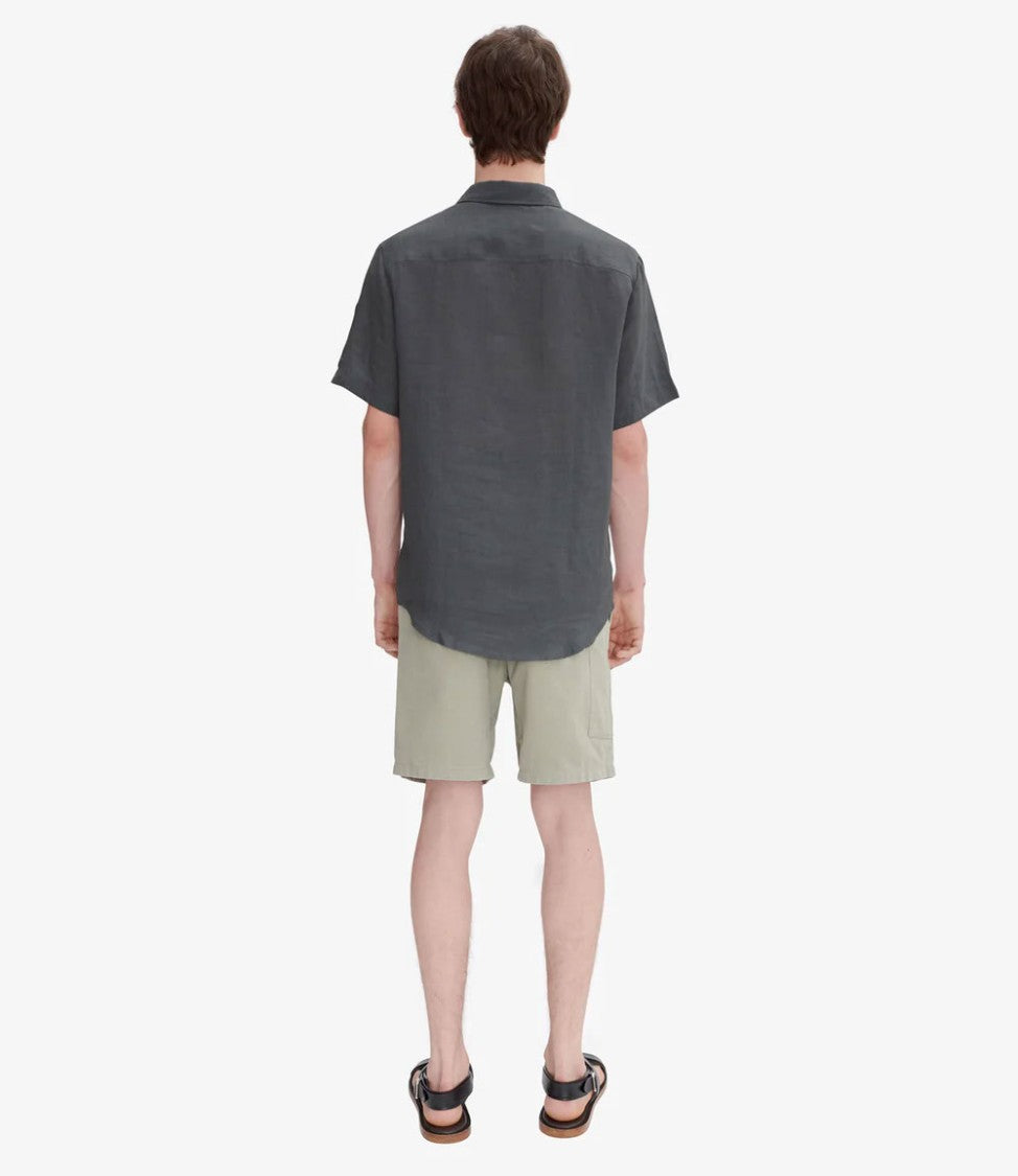 Casual Short-Sleeve Linen Shirt With Classic Collar