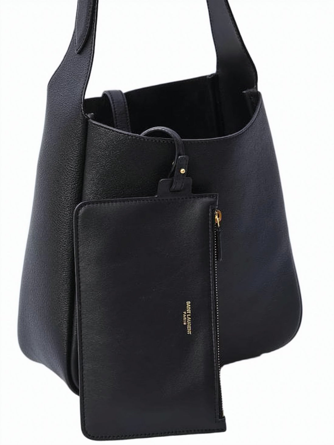 Supple Grained Leather Small Shoulder Bag with Logo Closure