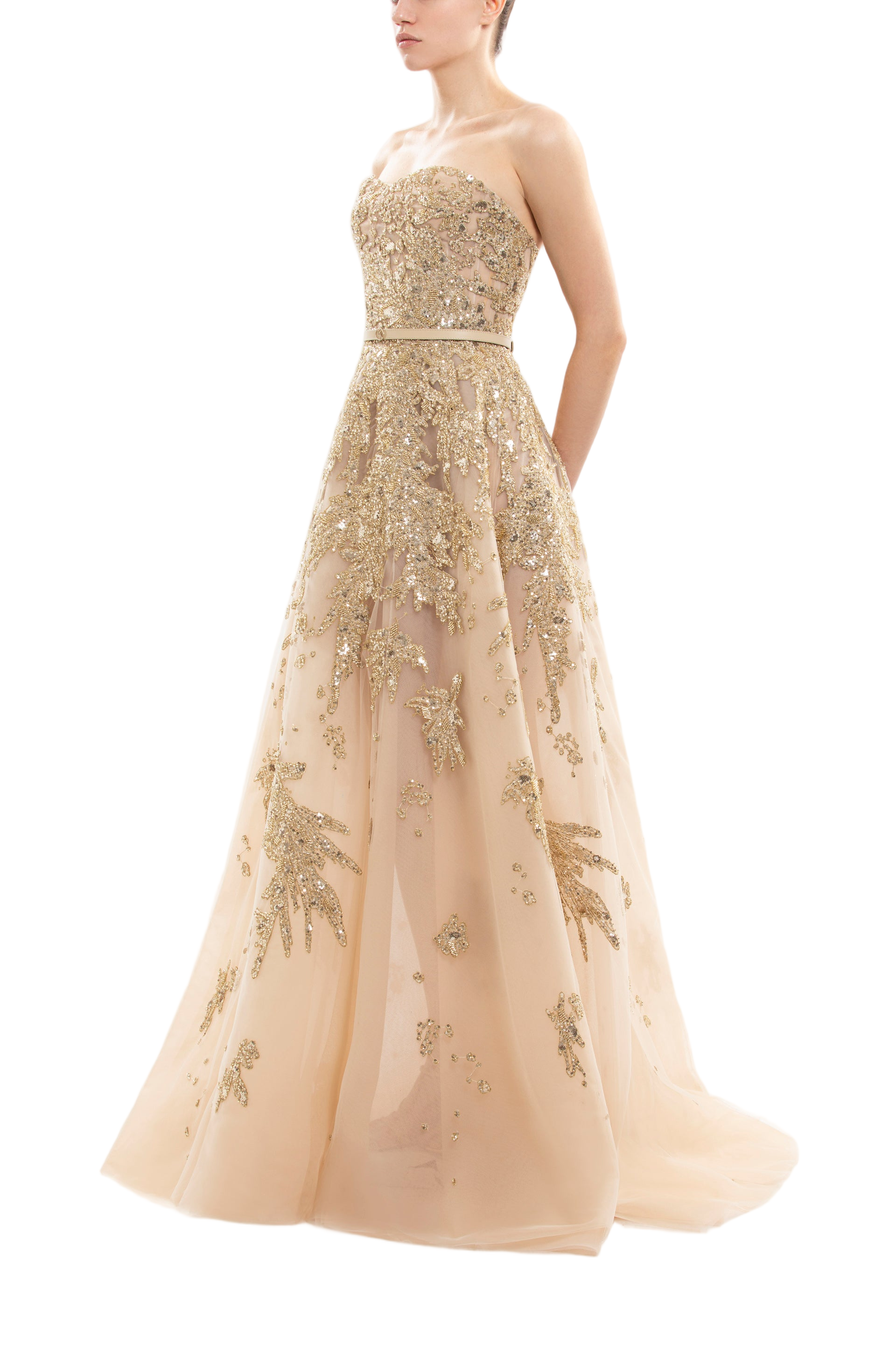 Embroidered Strapless Dress