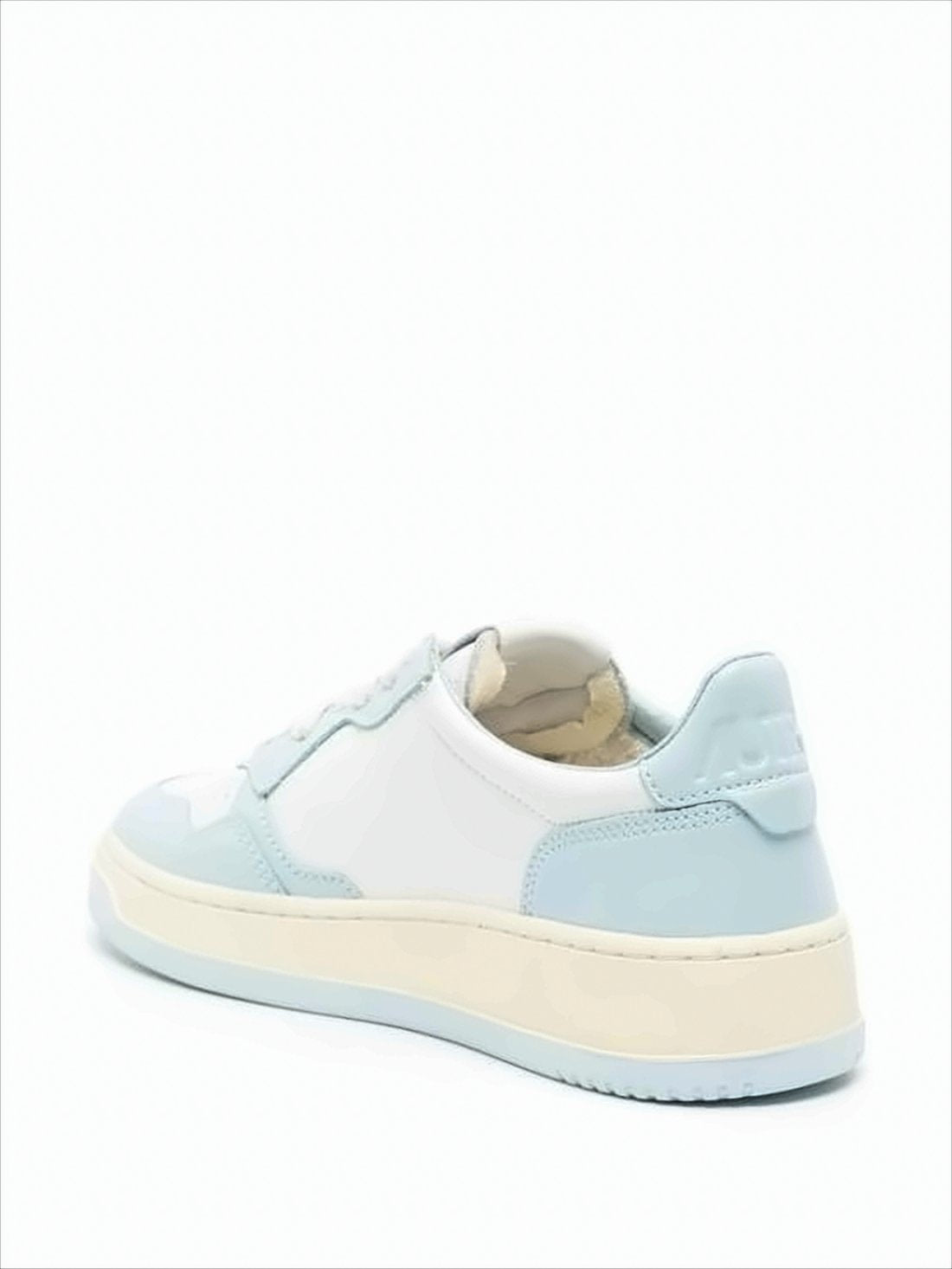 Low-Top Sneakers in Pastel Blue and White with Perforated Detailing