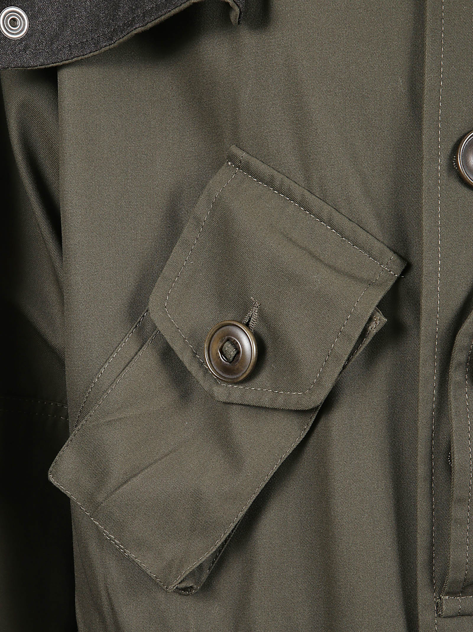 Structured Green Jacket With Buttoned Flap Pockets